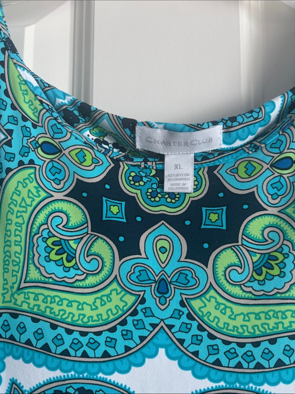 Charter Club Sleeveless Paisley Midi Dress in Teal & Green - Picture 2 of 4